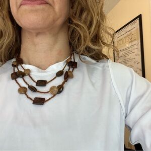 Elegant Multi-Strand Brown Necklace